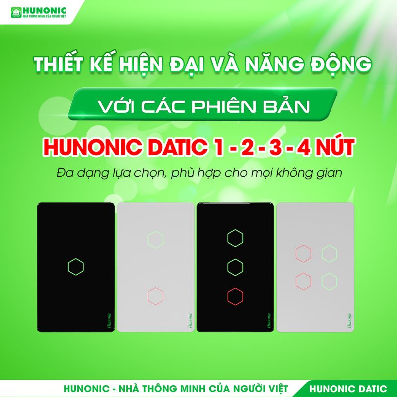 Công Tắc Cảm Ứng 1 Nút Wifi Hunonic Datic Màu Trắng